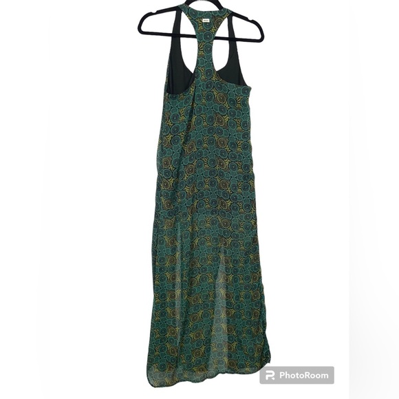 RVCA Glenn Racerback Flowy Front Slit Printed chiffon Maxi Dress Sz XS - Picture 3 of 11
